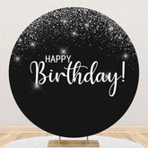 Funkeln Silber Sterne Glücklich Geburtstag Runden Hintergrund